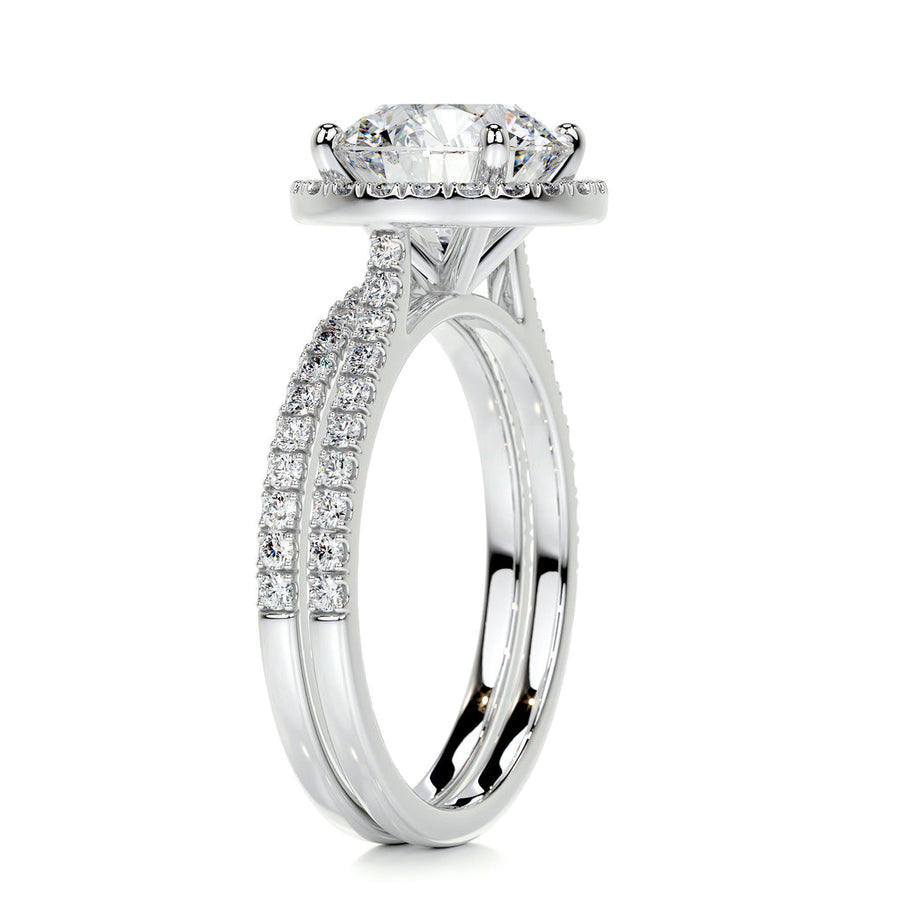 2.0 CT Round Halo CVD F/VS Diamond Bridal Set - Barbara Maison 