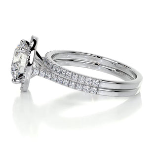 2.0 CT Round Halo CVD F/VS Diamond Bridal Set - Barbara Maison 