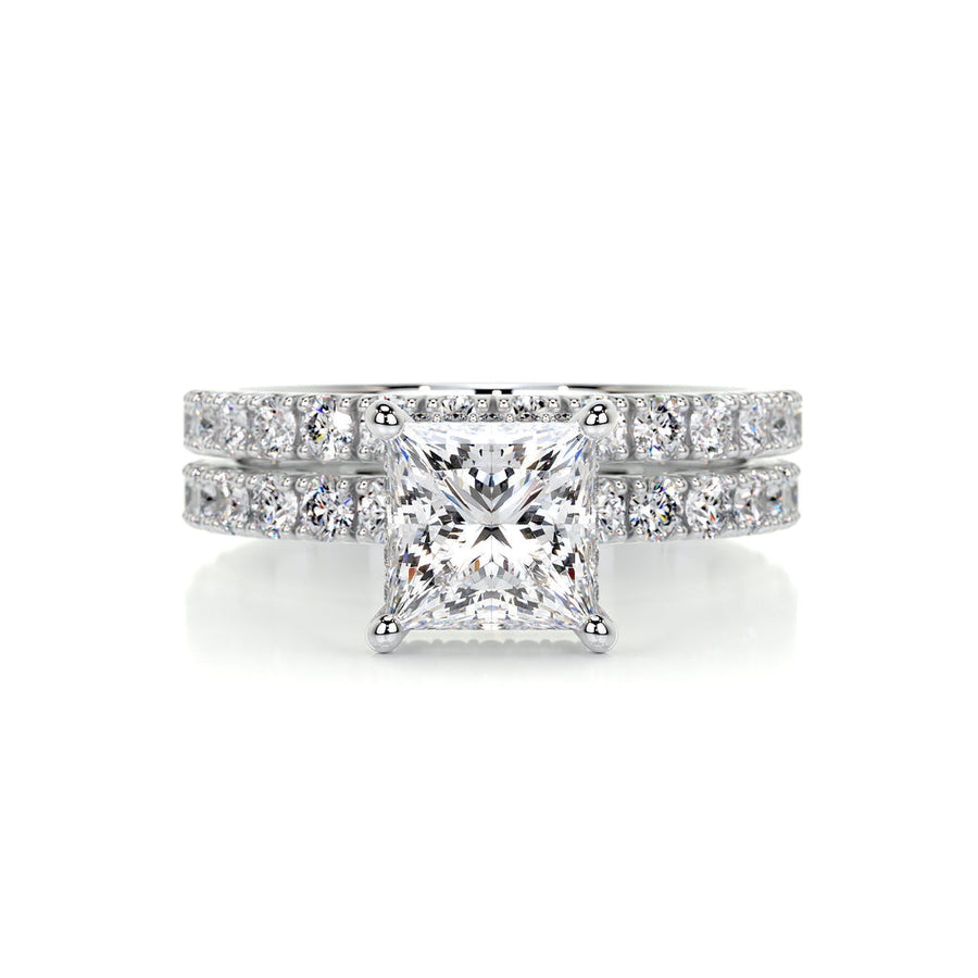 1.50 CT Princess Hidden Halo CVD F/VS Diamond Bridal Ring Set - Barbara Maison 