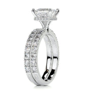 1.50 CT Princess Hidden Halo CVD F/VS Diamond Bridal Ring Set - Barbara Maison 
