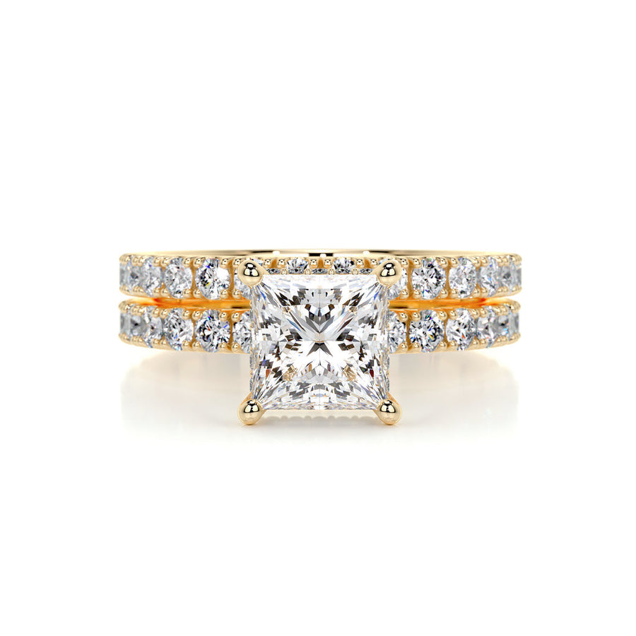 1.50 CT Princess Hidden Halo CVD F/VS Diamond Bridal Ring Set - Barbara Maison 