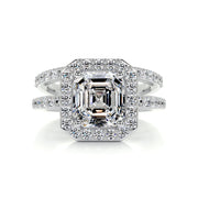 1.05 CT Asscher Halo CVD F/VS Diamond Bridal Ring Set - Barbara Maison 