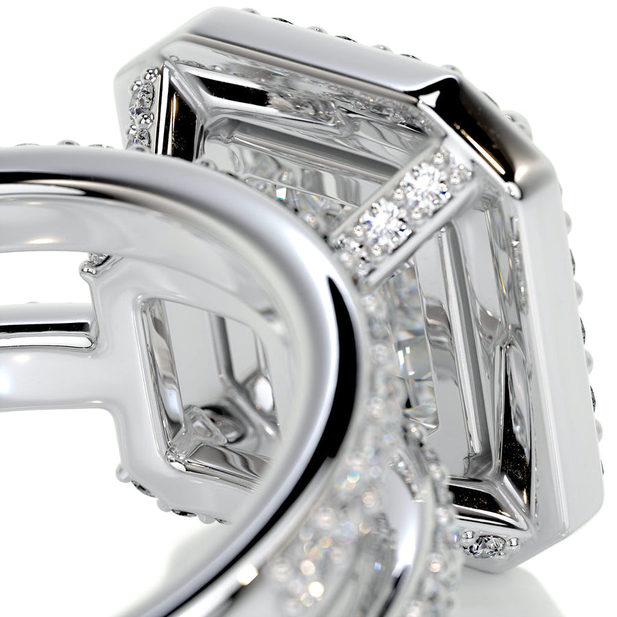 1.05 CT Asscher Halo CVD F/VS Diamond Bridal Ring Set - Barbara Maison 