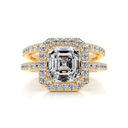 1.05 CT Asscher Halo CVD F/VS Diamond Bridal Ring Set - Barbara Maison 