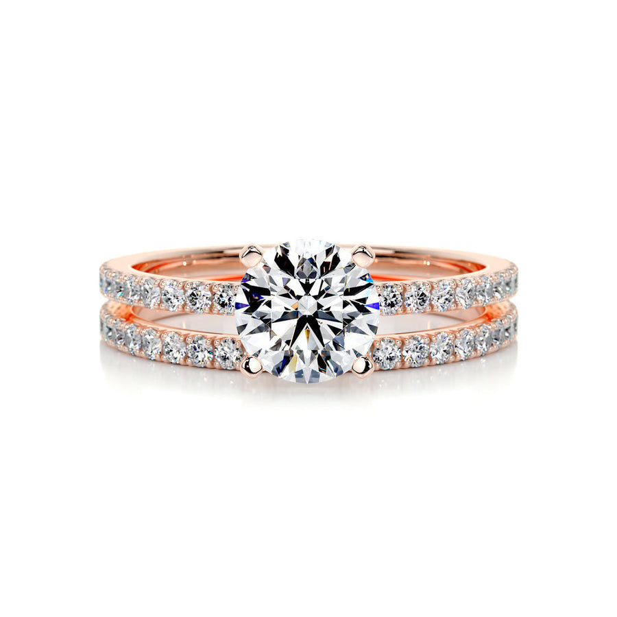 1.0 CT Round Solitaire CVD F/VVS2 Diamond Bridal Ring Set - Barbara Maison 