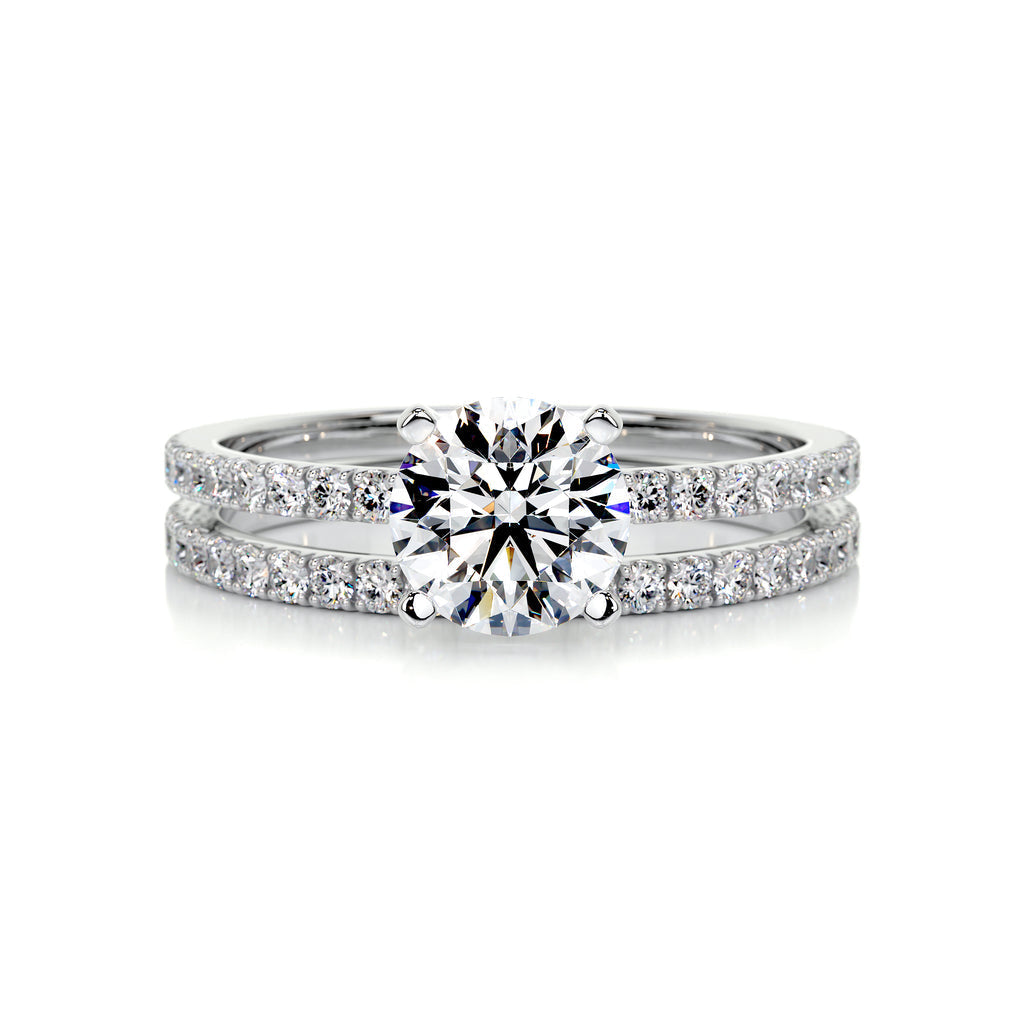 1.0 CT Round Solitaire CVD F/VVS2 Diamond Bridal Ring Set - Barbara Maison 
