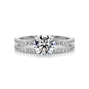 1.0 CT Round Solitaire CVD F/VVS2 Diamond Bridal Ring Set - Barbara Maison 