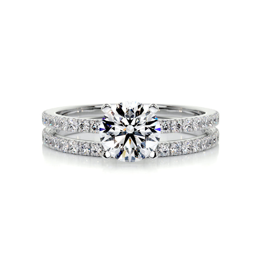 1.0 CT Round Solitaire CVD F/VVS2 Diamond Bridal Ring Set - Barbara Maison 