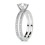 1.0 CT Round Solitaire CVD F/VVS2 Diamond Bridal Ring Set - Barbara Maison 