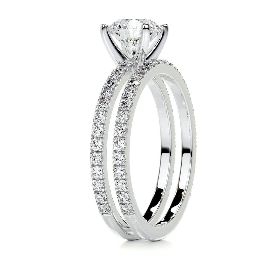 1.0 CT Round Solitaire CVD F/VVS2 Diamond Bridal Ring Set - Barbara Maison 
