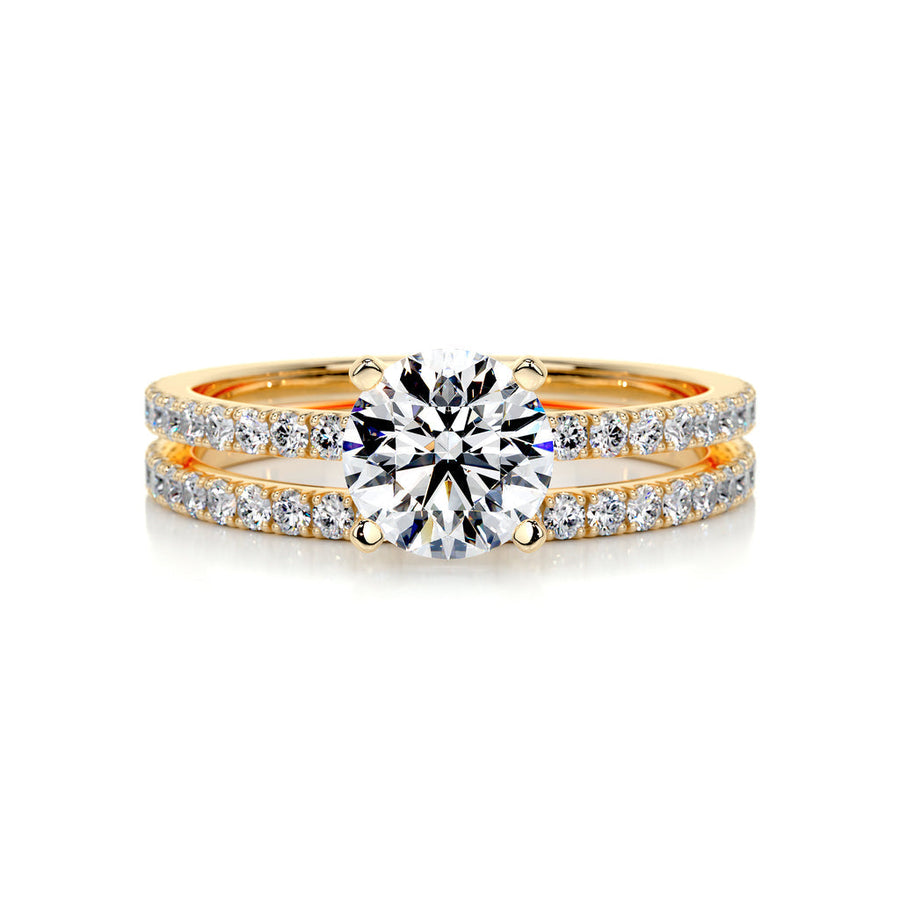 1.0 CT Round Solitaire CVD F/VVS2 Diamond Bridal Ring Set - Barbara Maison 