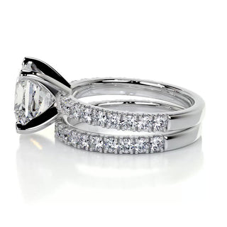 2.0 CT Princess Solitaire & Pave Setting F-VS Loose Diamond Bridal Set - Barbara Maison 