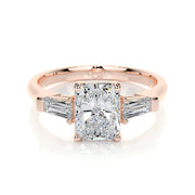 1.50 CT Radiant Three Stones CVD G/VS2 Diamond Engagement Ring - Barbara Maison 