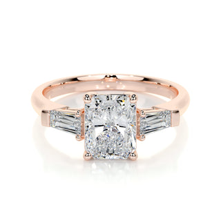 1.50 CT Radiant Three Stones CVD G/VS2 Diamond Engagement Ring - Barbara Maison 