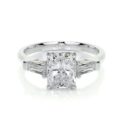 1.50 CT Radiant Three Stones CVD G/VS2 Diamond Engagement Ring - Barbara Maison 