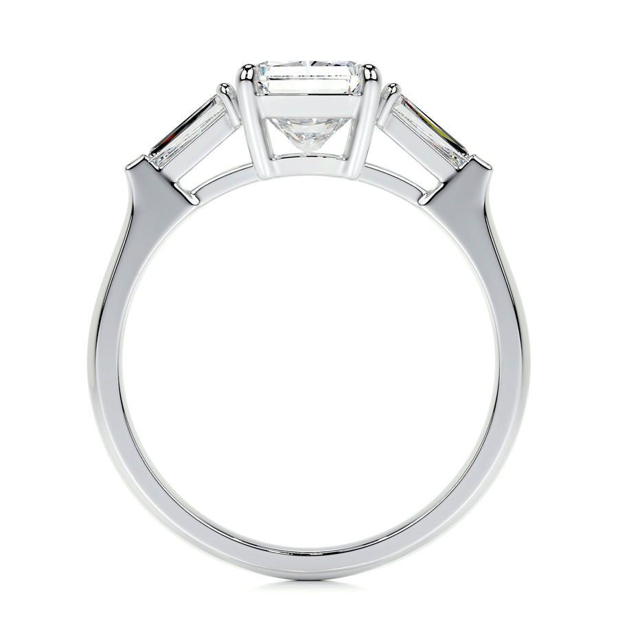 1.50 CT Radiant Three Stones CVD G/VS2 Diamond Engagement Ring - Barbara Maison 