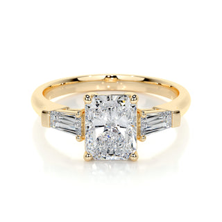 1.50 CT Radiant Three Stones CVD G/VS2 Diamond Engagement Ring - Barbara Maison 