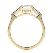 1.50 CT Radiant Three Stones CVD G/VS2 Diamond Engagement Ring - Barbara Maison 