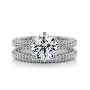 2.0 CT Round Solitaire CVD F/VS Diamond Bridal Ring Set - Barbara Maison 