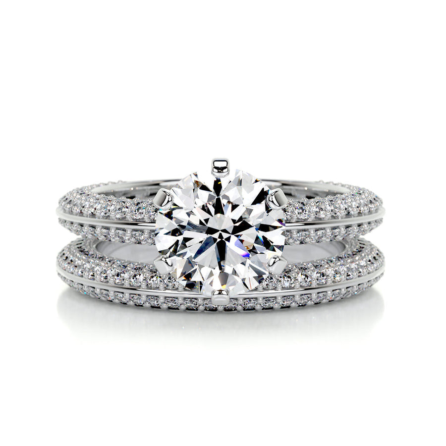 2.0 CT Round Solitaire CVD F/VS Diamond Bridal Ring Set - Barbara Maison 