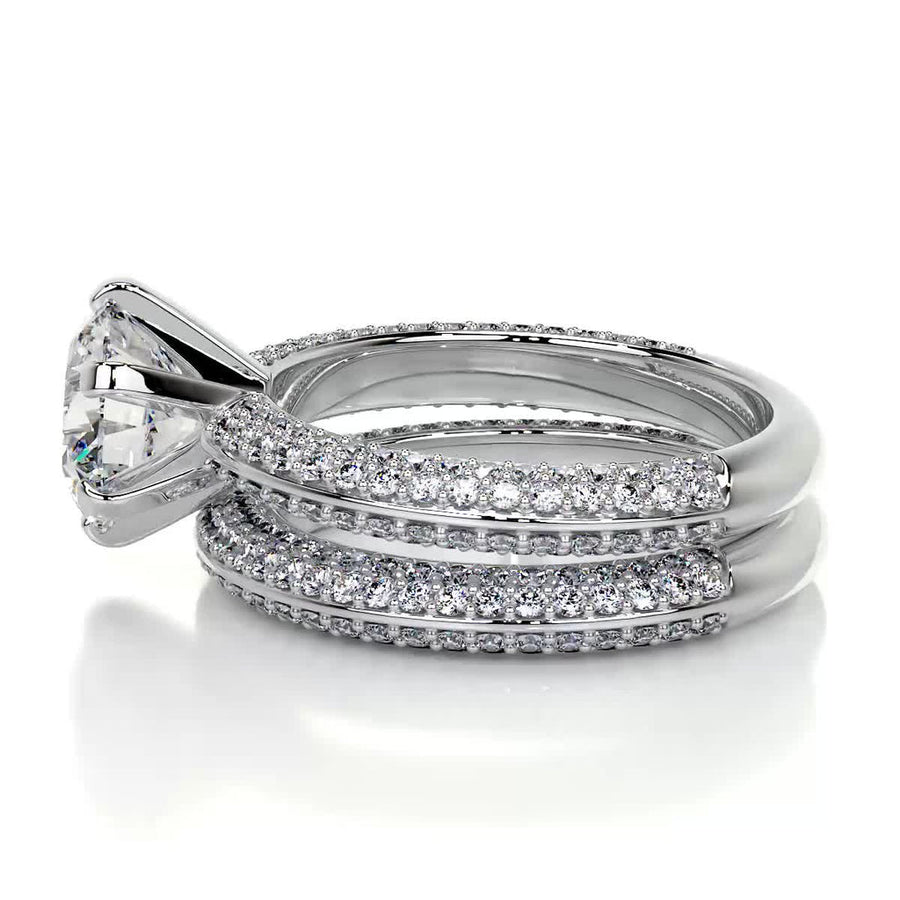 2.0 CT Round Solitaire CVD F/VS Diamond Bridal Ring Set - Barbara Maison 
