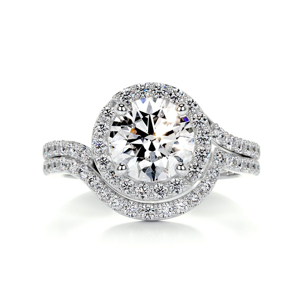 1.50 CT Round Halo CVD F/VS Diamond Bridal Ring Set - Barbara Maison 