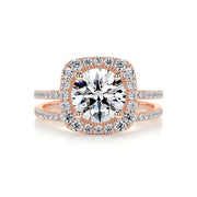 2.0 CT Round Halo CVD F/VS Diamond Bridal Set - Barbara Maison 