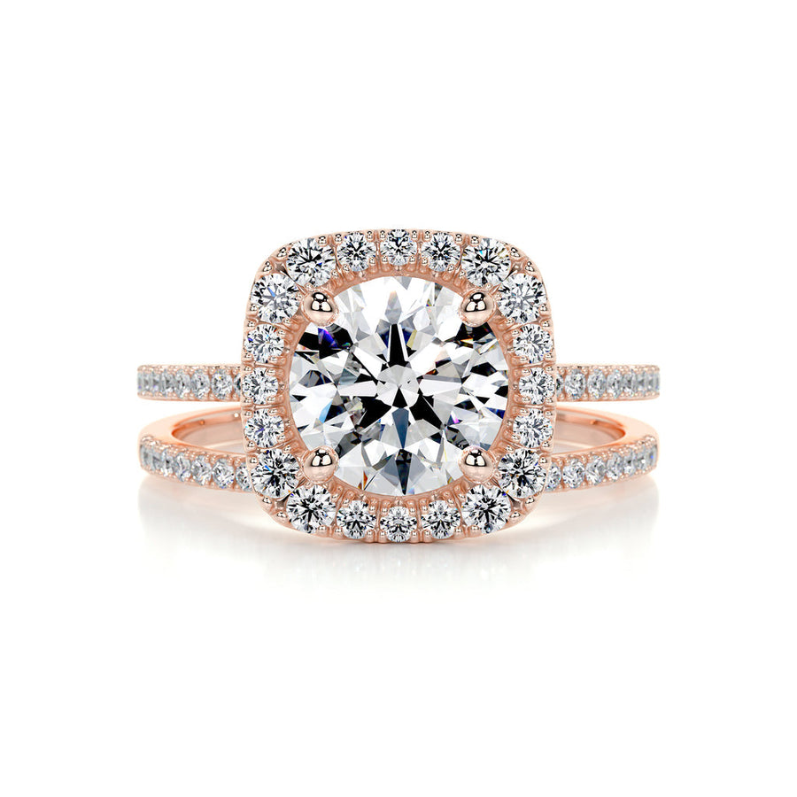 2.0 CT Round Halo CVD F/VS Diamond Bridal Set - Barbara Maison 