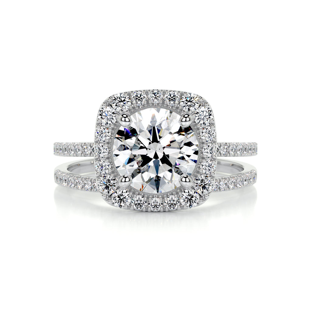 2.0 CT Round Halo CVD F/VS Diamond Bridal Set - Barbara Maison 