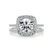 2.0 CT Round Halo CVD F/VS Diamond Bridal Set - Barbara Maison 