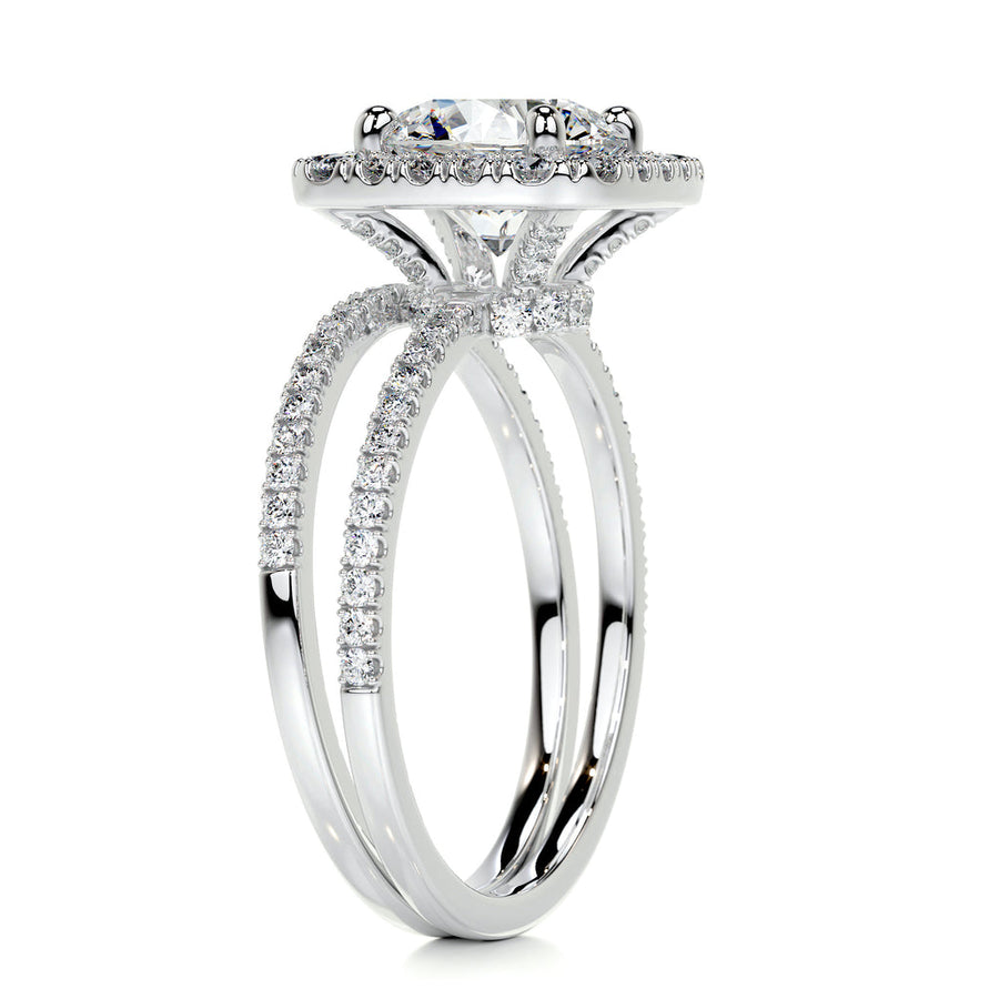 2.0 CT Round Halo CVD F/VS Diamond Bridal Set - Barbara Maison 