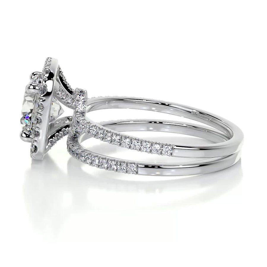 2.0 CT Round Halo CVD F/VS Diamond Bridal Set - Barbara Maison 