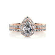 1.0 CT Pear Halo CVD F/VS Diamond Bridal Ring Set - Barbara Maison 