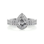 1.0 CT Pear Halo CVD F/VS Diamond Bridal Ring Set - Barbara Maison 