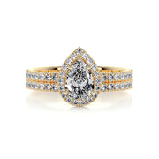 1.0 CT Pear Halo CVD F/VS Diamond Bridal Ring Set - Barbara Maison 