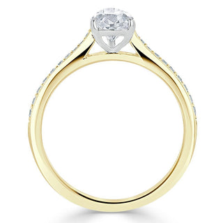 0.75 CT Pear Cut Solitaire Engagement Ring With Channel Pave Setting - Barbara Maison 