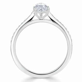 0.75 CT Pear Cut Solitaire Engagement Ring With Channel Pave Setting - Barbara Maison 