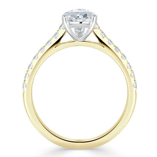 1.33 CT Pear Cut Solitaire Pave Setting Moissanite Engagement Ring - Barbara Maison 