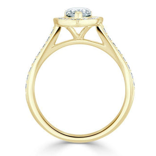 1.52 CT Pear Cut Halo Channel Pave Moissanite Engagement Ring - Barbara Maison 