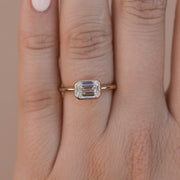 0.84 CT-1.91 CT Emerald Cut Bezel Solitaire Engagement Ring - Barbara Maison 