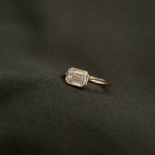 0.84 CT-1.91 CT Emerald Cut Bezel Solitaire Engagement Ring - Barbara Maison 