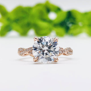 4.11 CT Round Cut Twisted Pave Moissanite Engagement Ring - Barbara Maison 