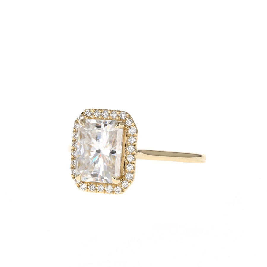 1.04 CT-2.40 CT Radiant Cut Halo Moissanite Engagement Ring - Barbara Maison 