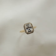 1.04 CT-2.40 CT Radiant Cut Halo Moissanite Engagement Ring - Barbara Maison 