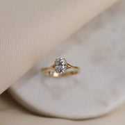 0.84 CT-1.91 CT Oval Cut Solitaire Moissanite Engagement Ring - Barbara Maison 