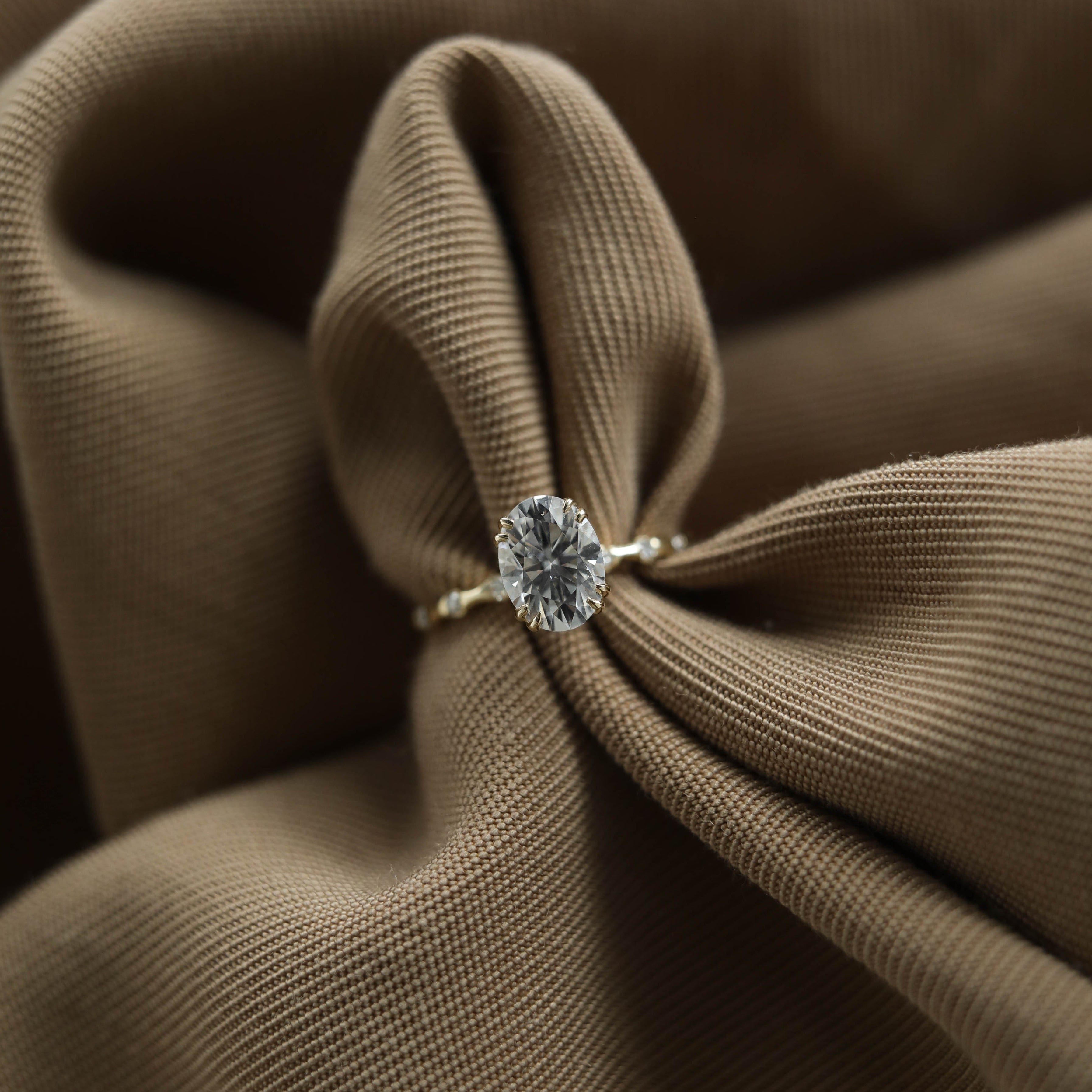 0.84 CT-2.72 CT Oval Cut Solitaire Moissanite Engagement Ring - Barbara Maison 