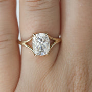 2.15 CT Cushion Solitaire & Split Shank Moissanite Engagement Ring - Barbara Maison 