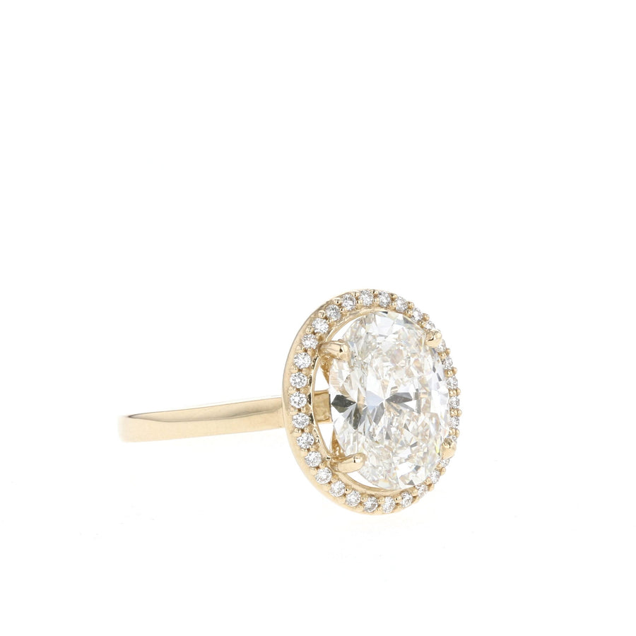 1.91 CT Oval Halo Style Moissanite Engagement Ring - Barbara Maison 