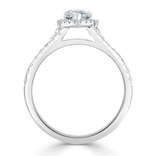 0.75 CT Pear Cut Halo Split Shank Setting Moissanite Engagement Ring - Barbara Maison 