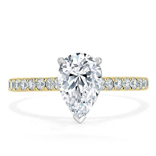 1.33 CT Pear Cut Solitaire Pave Setting Moissanite Engagement Ring - Barbara Maison 